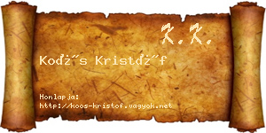 Koós Kristóf névjegykártya